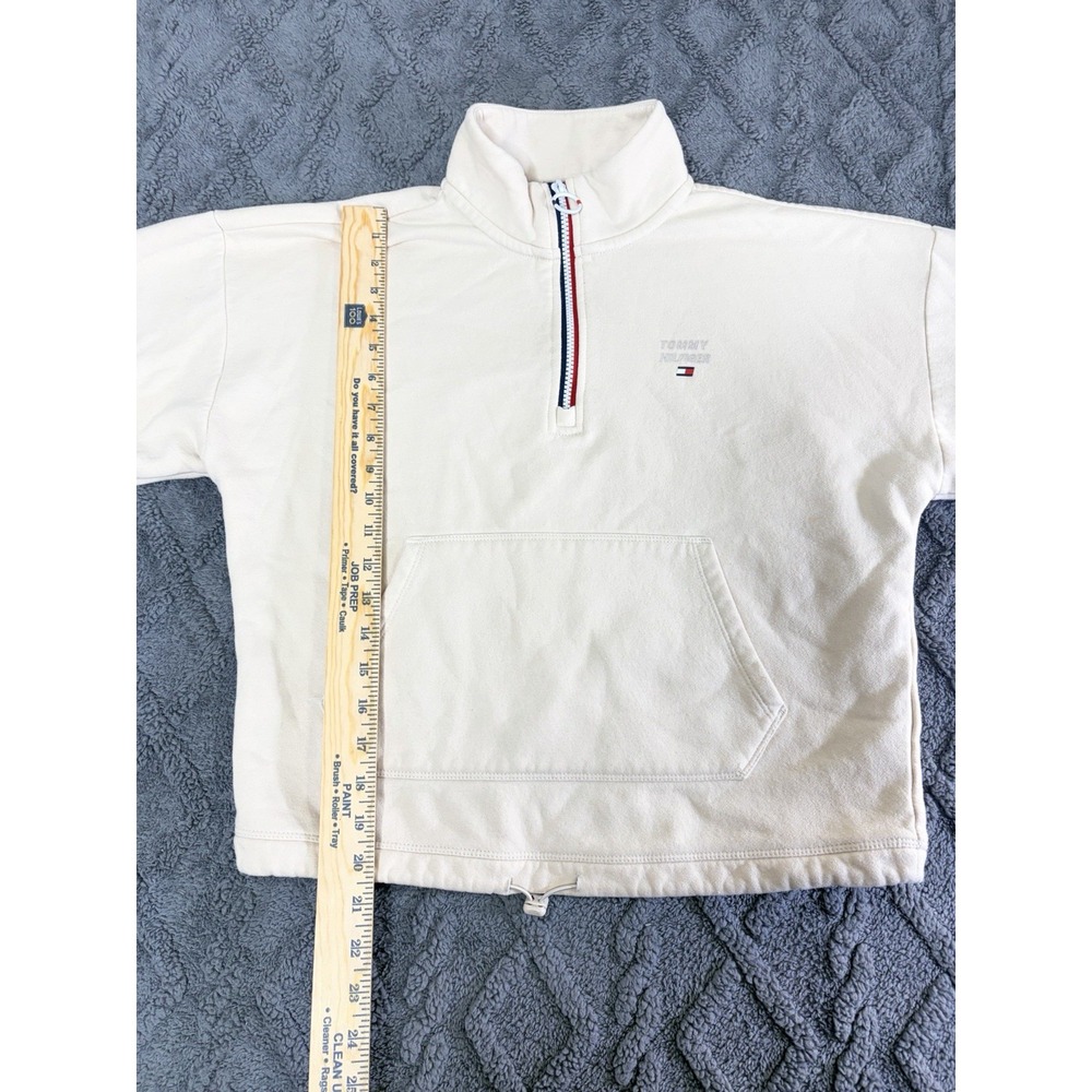 Tommy Hilfiger Sport Beige Cotton Knit Half Zip Mock Neck Sweatshirt Small - Picture 6 of 7